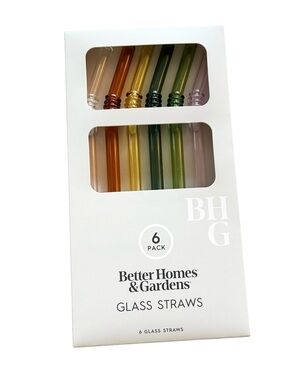 Better Homes & Gardens 6-Pack Multicolor Glass Straws